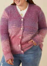 Load image into Gallery viewer, Extended Purple Lurex Button Cropped Cardigan
