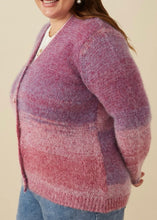 Load image into Gallery viewer, Extended Purple Lurex Button Cropped Cardigan
