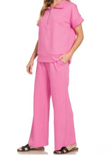 Load image into Gallery viewer, Pink Scuba High Neck Half Zip Top &amp; Pants Set
