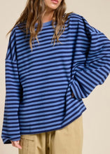 Load image into Gallery viewer, Blue Striped Terry Oversized Long Sleeve Top
