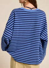 Load image into Gallery viewer, Blue Striped Terry Oversized Long Sleeve Top
