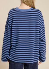 Load image into Gallery viewer, Blue Striped Terry Oversized Long Sleeve Top
