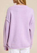 Load image into Gallery viewer, Lavender Outseam Detail Crewneck Knit Sweater
