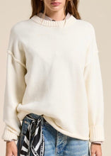 Load image into Gallery viewer, Ivory  Outseam Detail Crewneck Knit Sweater
