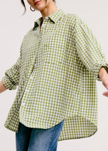 Load image into Gallery viewer, Gingham Button Down Shirt || Leaf
