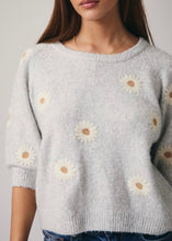 Load image into Gallery viewer, Grey Floral Half Sleeve Sweater
