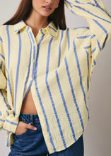 Load image into Gallery viewer, Yellow and Blue Stripe Double Gauze Shirt
