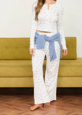Floral Pointelle Cropped Knit Cardigan