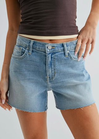 Light Wash Mid Rise Stretch Short