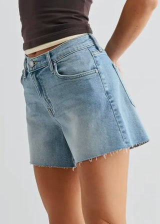 Light Wash Mid Rise Stretch Short