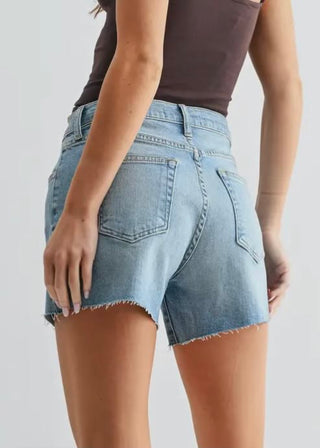 Light Wash Mid Rise Stretch Short