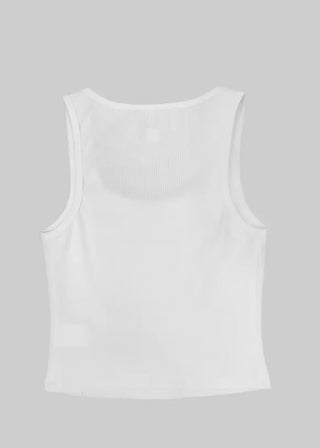 White Basic Square Neck Cropped Sleeveless Top