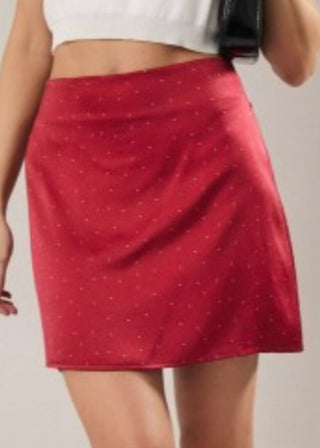 Polka Dot Satin Mini Skirt