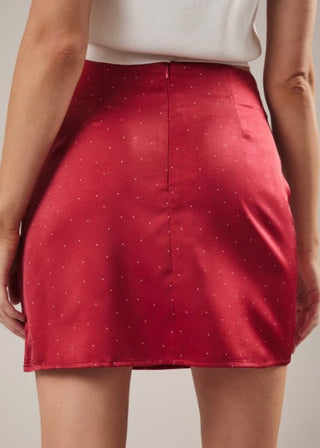 Polka Dot Satin Mini Skirt