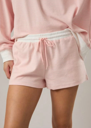 Mid Rise Stripe Shorts – Peach and Creme