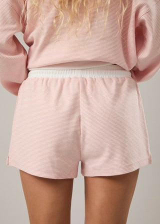 Mid Rise Stripe Shorts – Peach and Creme