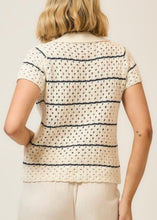 Load image into Gallery viewer, Striped Open-Knit Collared Top
