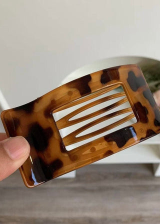 Elegant Rectangle Yellow Leopard Hair Clip
