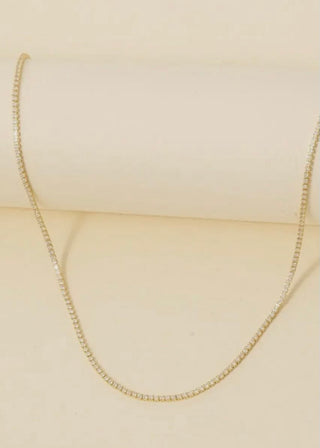 Gold Dipped Mini CZ Tennis Chain Necklace