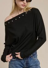 Load image into Gallery viewer, Studded Off-Shoulder Batwing Knit Top
