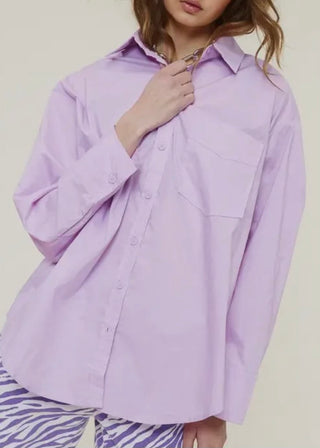 Oversized Everyday Cotton Button Down | Lavender