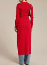 Load image into Gallery viewer, Ribbed Button Front Cardigan Dress | Red
