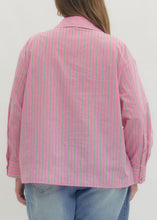 Load image into Gallery viewer, Pink Extended Size Classic Stripe Button-Down Shirt
