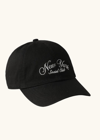 Black New York Social Club Text Embroidery Baseball Cap