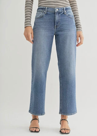 Mid Rise Stretch Bow Boyfriend Jeans