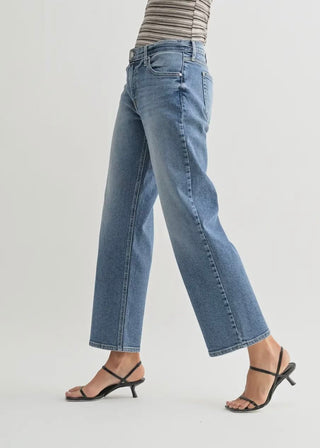 Mid Rise Stretch Bow Boyfriend Jeans