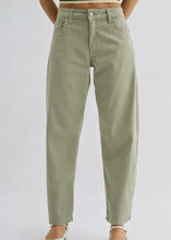 Load image into Gallery viewer, Just Black Denim Comfort Barrel Pants in Soft Olive
