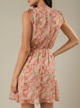 Floral Surplice Chiffon Mini Dress