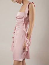 Load image into Gallery viewer, Ruffle Strap Satin Mini Dress
