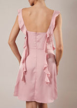 Load image into Gallery viewer, Ruffle Strap Satin Mini Dress
