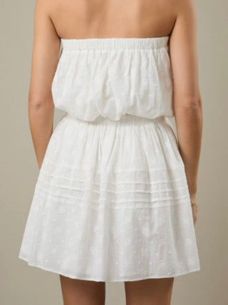 Strapless Pintuck Eyelet Dress