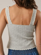 Load image into Gallery viewer, Floral Trim Pointelle Tank
