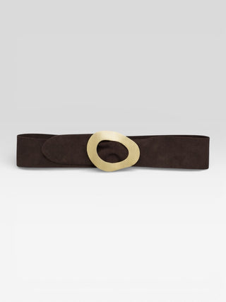 Oval Buckle Leather Belt | Chocolate Brown