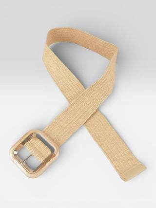 Extended Woven Elastic Waist Belt with Marble Buckle