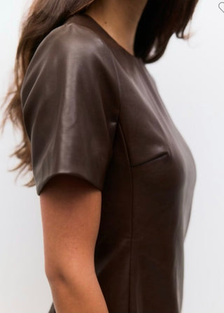 Chocolate Faux Leather Shift Dress
