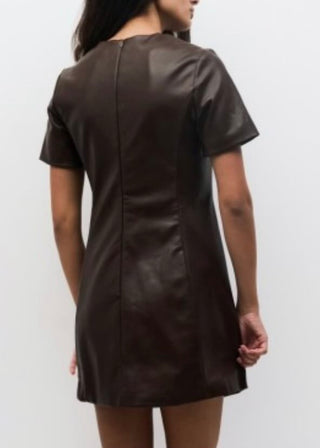 Chocolate Faux Leather Shift Dress