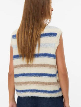 Coastal Stripe Button Front Sweater Vest