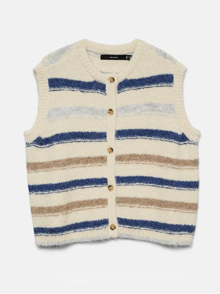 Coastal Stripe Button Front Sweater Vest