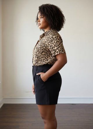 Extended Classic Leopard Button Down Top