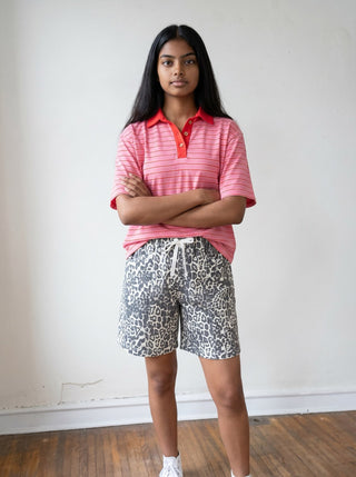 Pink Oversized Stripe Knit Polo