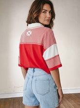 Load image into Gallery viewer, Varsity Stripe Polo Knit Top
