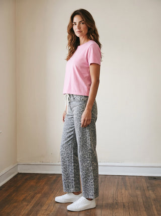 Savannah Stroll Leopard Barrel Leg Jeans