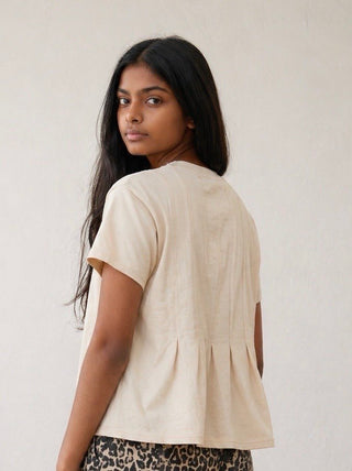 Pleated Ease Tee | Oat