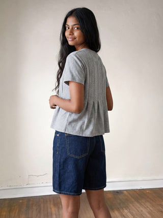 Pleated Ease Tee | Heather Gray