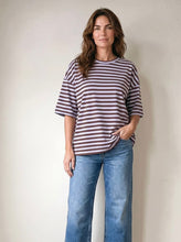 Load image into Gallery viewer, Weekend Stripe Relaxed Tee | Violet
