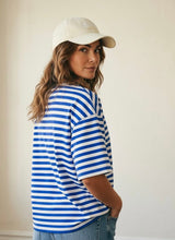 Load image into Gallery viewer, Weekend Stripe Relaxed Tee | Cobalt
